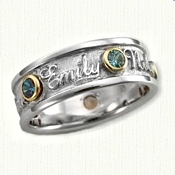 14kt White Gold Custom Family Ring With Names and Birthstones-7mm wide