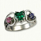 Platinum Twin Hearts Mother's Ring