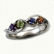 Mother Rings with 3 heart shaped stones in 14KY