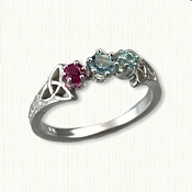 14kt White Gold Small Marishelle Mothers Ring set with a Pink Tourmaline, Aqua & Blue Zircon