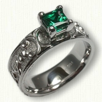 Custom Personalized Mothers Ring with a 5mm Princess Cut Chatham Emerald 