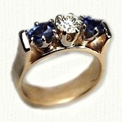 14KY bridged style mothers ring with sappahires and a diamond